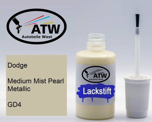 Dodge, Medium Mist Pearl Metallic, GD4: 20ml Lackstift, von ATW Autoteile West.